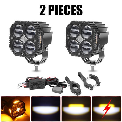 2x 120W Motorcycle Headlights Turn Signal Driving Spot Lights Fog Auxiliary Lamp - Picture 3 of 18