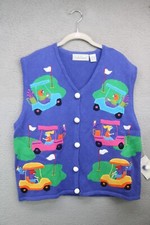Belle Pointe Vtg. Hand Woven Embroidered Sweater Vest-NWT-Size XL-Golf