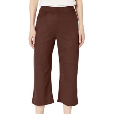 Lysse Womens M Bourbon Brown Smooth Comfort Extra Stretch Suede Crop Pants NWT