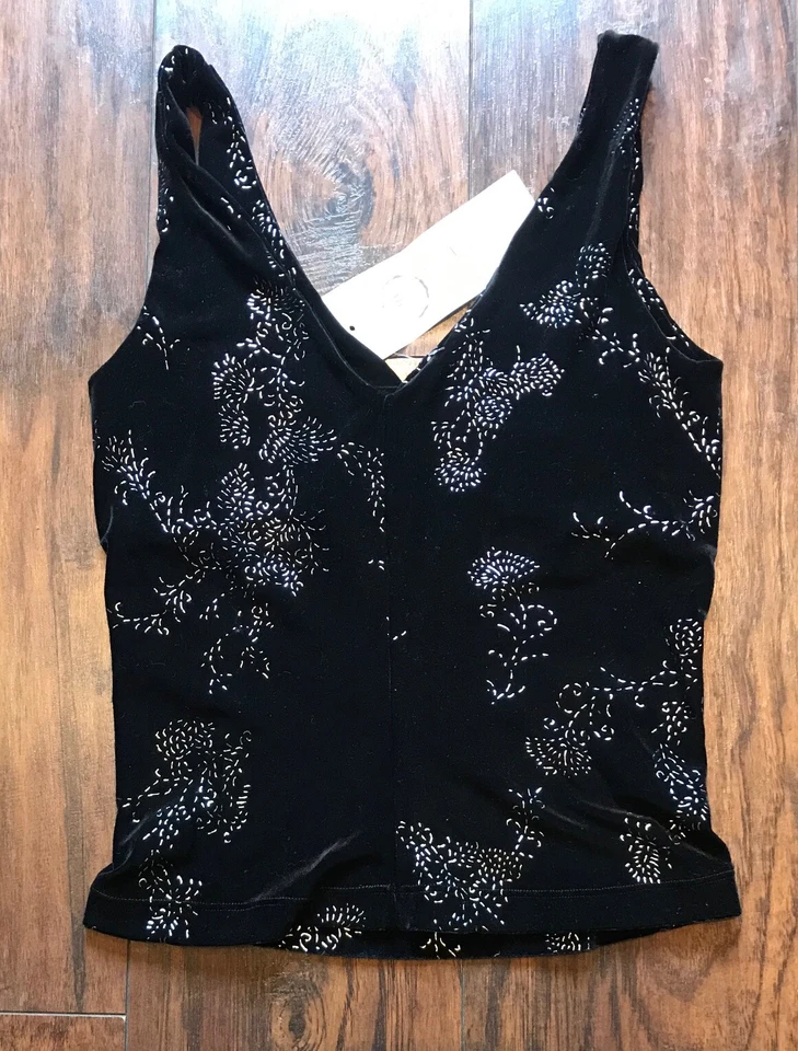 Carushka Bodywear Sophia Black Hollyday Velvet Spark V-Neck Top Size Medium NWT - Image 2 of 3