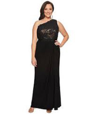 NWOT black & gold Adrianna Papell one shoulder lace Gown (Plus) size 18W |  eBay