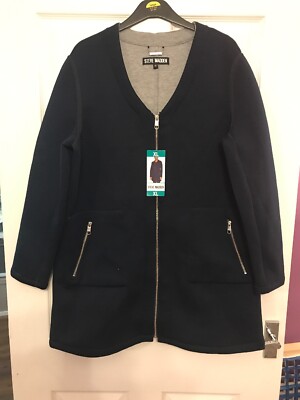 Steve Madden Damenjacke Größe L Reißverschluss marineblau neu mit Etikett
