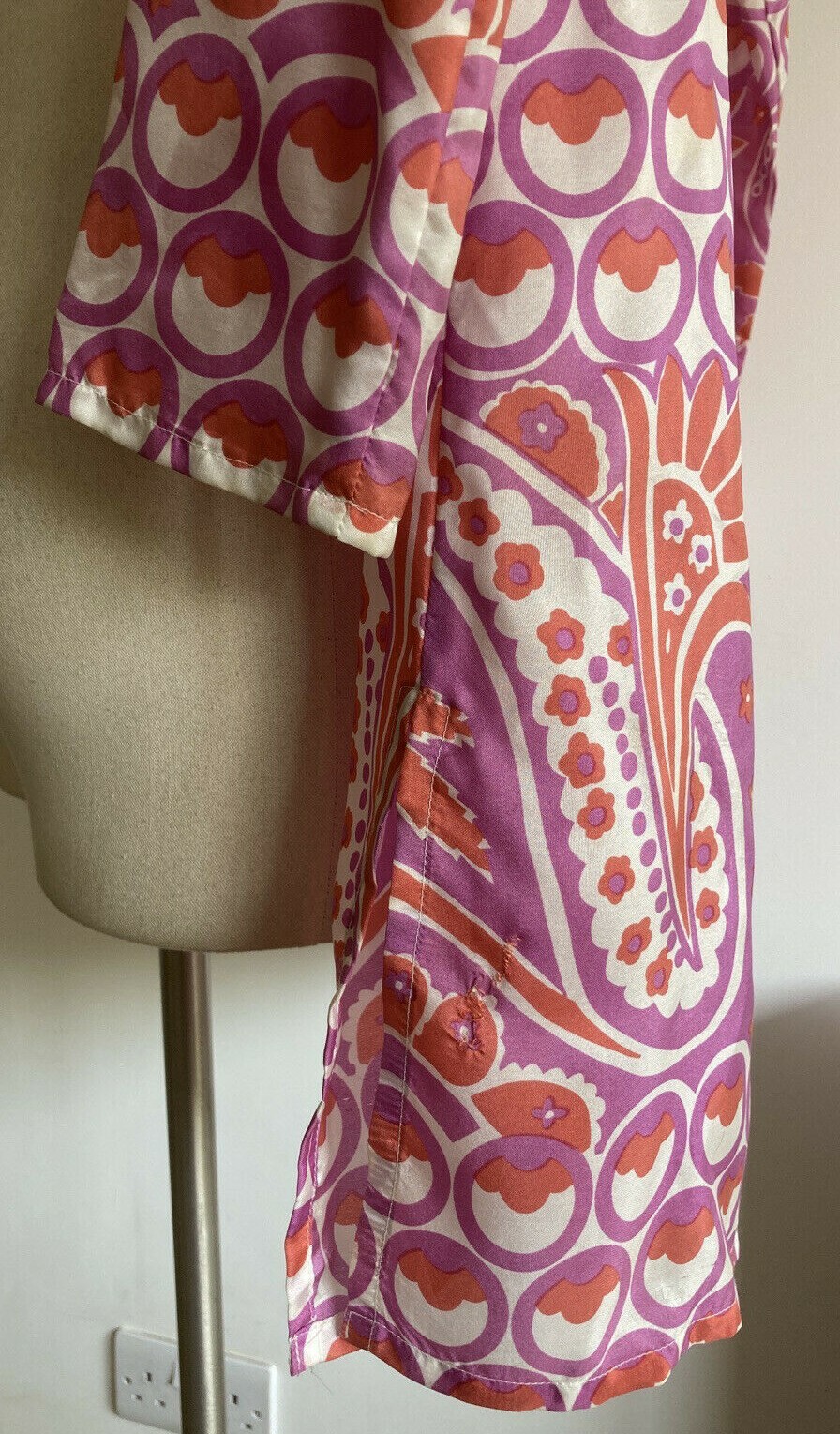 Tara Jamon Designer Retro Style Silk Tunic/Dress, Size 10 UK 38 EU, with repair 12