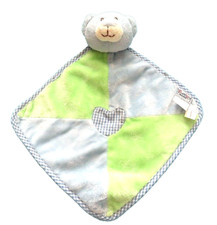 Baby Ganz Bear Green Satin Trim Lovey Lovie Security Blanket Blue