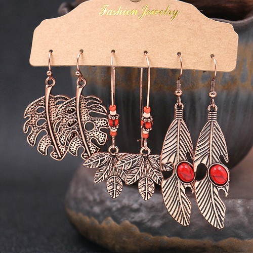 New 3Pair/Set Vintage Bronze Women Multi-styles Drop Dangle Hook Earring Jewelry - Picture 28 of 44