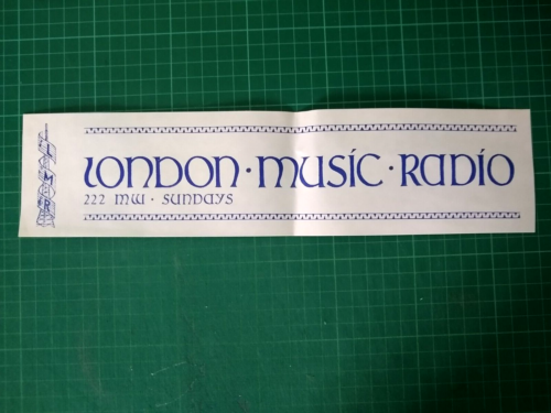 London Music Radio LMR Pirate Radio Car Sticker 1970s Genuine Not Reproduction - Afbeelding 1 van 2