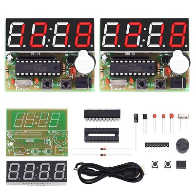 2 Sets 4-Digit Digital Alarm Clock DIY Kits for Soldering Electronics Practice