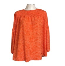 MICHAEL KORS orange Poppy SHIRT BLOUSE top Paisley Size XS NWT