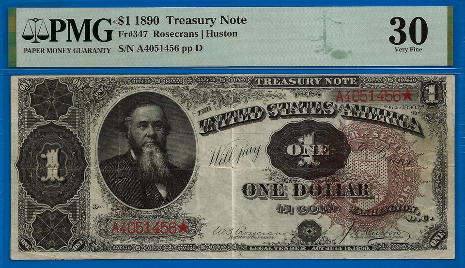 1890 $1 Treasury Note PMG 30 - Ornate Back Fr 347 - Image 2 of 3
