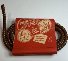 Vintage Phone Cord Cover / Plastic / 1950  s - 60  s / Brown / Carded NOS / New