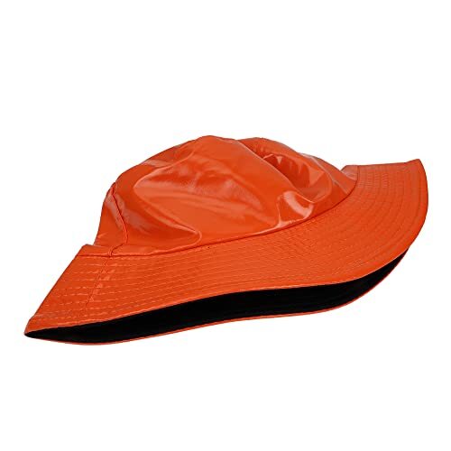 Reversible PU Leather Bucket Hat, Adjustable Fishing Cap, Unisex Kukuzhu Unisex Stylish Waterproof Bucket Hat PU Leather Rain  main image 3