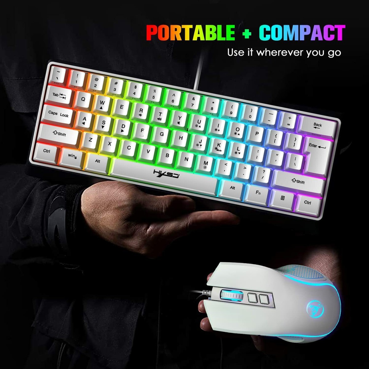 60% Wired Gaming RGB Light Up Keyboard and Mouse Set for PS4,Xbox Working  Office