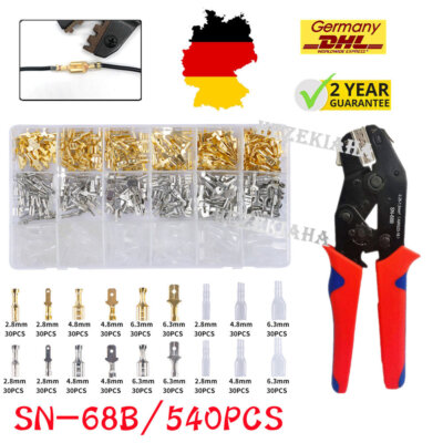 200x Kabelschuh Steckverbinder Flachsteckhülsen Flachstecker Spade Sleeve