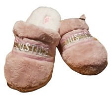 Justice Girl's Scuff Slippers Plush Slip On House Shoes pink size 4/5