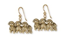 Shih Tzu Jewelry 14k Gold Vermeil Handmade Triple Shih Tzu Earrings  SZ2531X-EVM