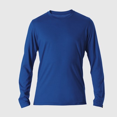 REDA Rewoolution Grab  Mens T Shirt Long Sleeve 140  process blue  Merinowolle