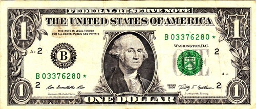 $1 2009 Short Run STAR NOTE (640000) B03376280*