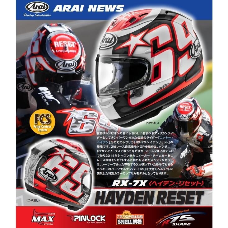 Arai HAYDEN RESET Full face helmet RX-7X Corsair-X RX-7V