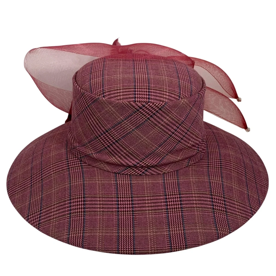 Sombrero de organza a cuadros adornado Donna Vinci Derby de Kentucky boda iglesia de colección Foto 4 de 4