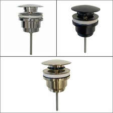 Basin Waste Slotted Pop Up Sink Plug Click Clack Push Button Black/Gold/Chrome