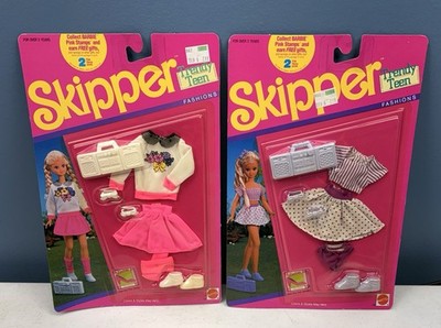 2 Vintage 1990 Skipper Trendy Teen Fashion Outfits #774 MOC w/ Boom Box Radios