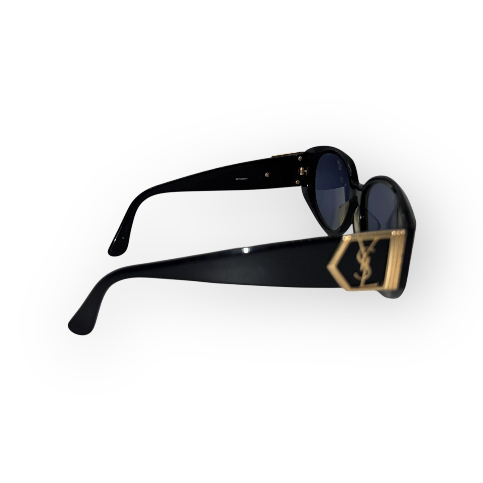 Occhiali da sole Yves Saint Laurent vintage neri e oro ovali autentici vintage