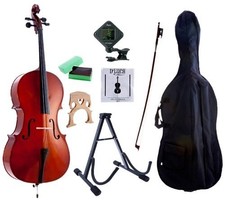 D'Luca Meister Cello 1/8 Pack with Free Stand, Bag, Strings, Tuner, Rosin & Bow