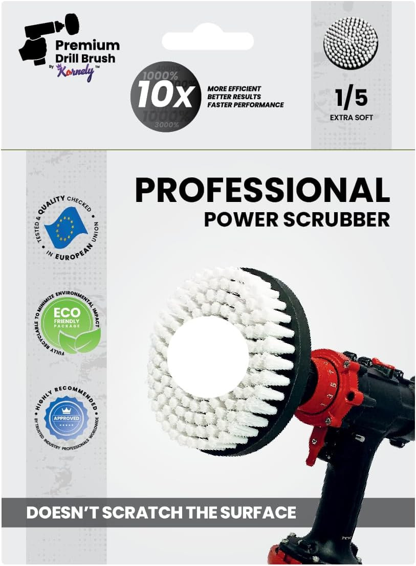 Brosse de perceuse blanche de 13 cm extra-souple pour nettoyage délicat