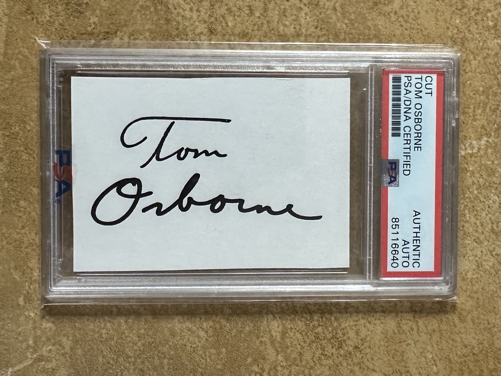 Tom Osborne Signed Cut PSA/DNA Slabbed Nebraska Cornhuskers Football Coach 