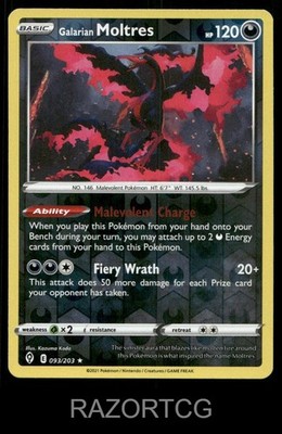 Galarian Moltres 093/203 Holo R Evolving Skies Pokemon LP