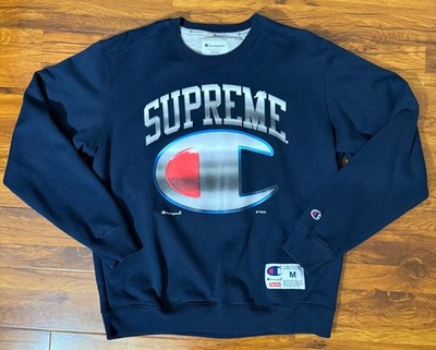 Supreme x Champion Chrome Crewneck Sweatshirt Blue Size M Medium