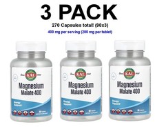 KAL, Magnesium Malate 400, 3 PACK, 90 Tablets...