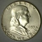 1953 Franklin Silver Half Dollar 50c US Coin BU Brilliant Uncirculated
