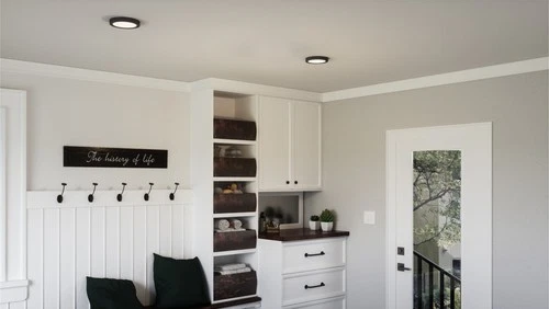 Quoizel OST1708 Outskirts 8"W LED Flush Mount Ceiling Fixture - Fresco - Picture 3 of 12