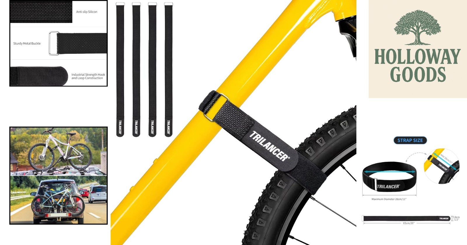 Durable Adjustable Bike Straps with 330 Lbs Strength for Transportation Security