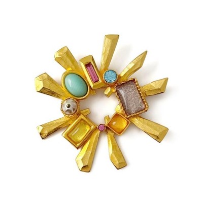 Christian Lacroix authentische Vintage Gold Bijou Brosche 7,5x7 cm 3,0x2,8''...