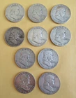 Lot of 10 Franklin Half Dollars 90% Silver $5 Face