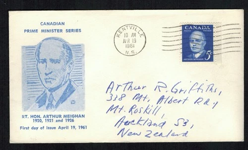 Canada #393, 1961 5¢ Meighan, Woodman cachet FDC