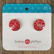 Lindsay Phillips Interchangeable Snaps Red Pink Mosaic Pattern Shey One Size