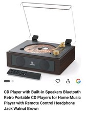 CD Player with Built-in Speakers Bluetooth Retro Portable CD Players for Home...