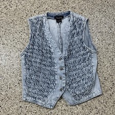 Lemon Grass Women s Denim Sleeveless Vest Size M Vintage
