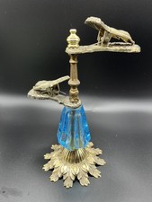 Vintage Victorian Hands Brass And Blue Base Handerchief/Card Holder 