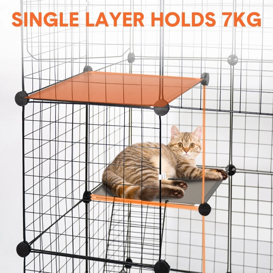 Large Cat Enclosure 4 Tier Metal Playpen DIY Kennel Cat Cage w/Ramps and 5 Doors - image 3 of 4