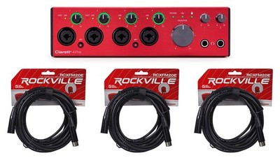 Focusrite Clarett+ 4Pre USB-C Audio Recording Interface, 4 Mic Preamps+Cables