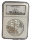 2004 American Silver Eagle $1 Dollar Coin One Troy Ounce 0.999 Fine NGC MS69