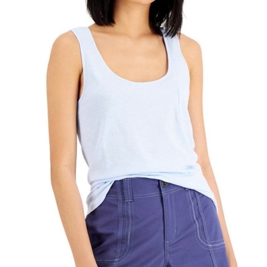 Style & Co Women's Round Neck Razorback Tank Top Light Blue Size XS New
