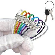 5 PCS PVC Coated Steel Wire Keychain Screw Lock Keyring Camping Tag Mixed color
