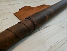 3oz KODIAK COGNAC BROWN CRAZY LEATHER HIDE FIRM 25 sqf PANEL/SHEET SMOOTH GRAIN