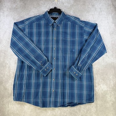 Ariat Pro Series Shirt Men XXL Blue Plaid Button Down LS Workwear Western Cowboy