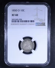 1850-O Seated Liberty Dime - 10c NGC XF40 - Nice Coin!